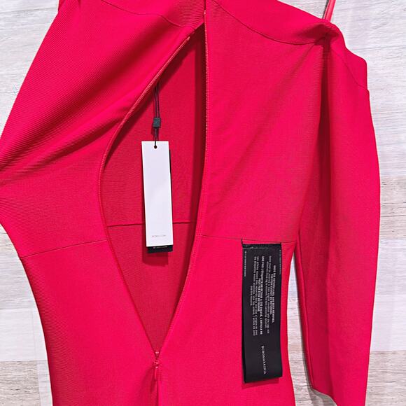 BCBGMaxazria Brielle Bodycon Halter Dress Red Party Cocktail Womens Medium - Picture 5 of 10